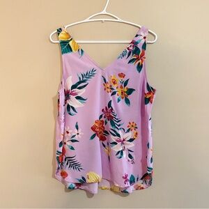 Old Navy Lilac Purple Tropical Floral V-Neck Tank Top Blouse